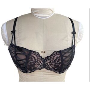 Adore Me Lace Balconette Bra Black 36C Lace Sheer
